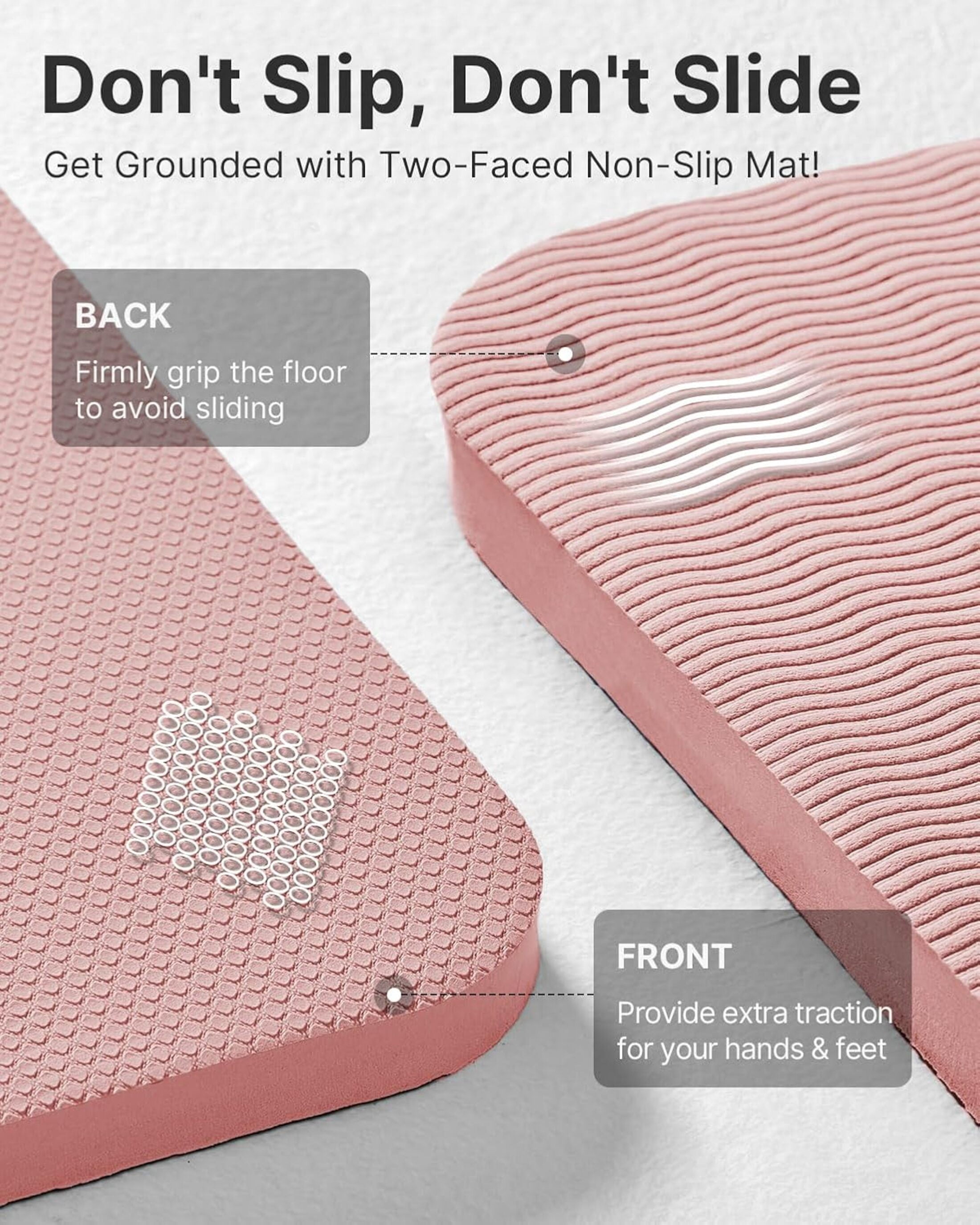YOTTOY Yoga Mat，Extra Thick Yoga Mat (1/2inch),Professional TPE Exercise Mat,Non-Slip Workout Mat for Yoga, Pilates, Fitness, Barefoot Workouts, Home Gym Studio with Strap