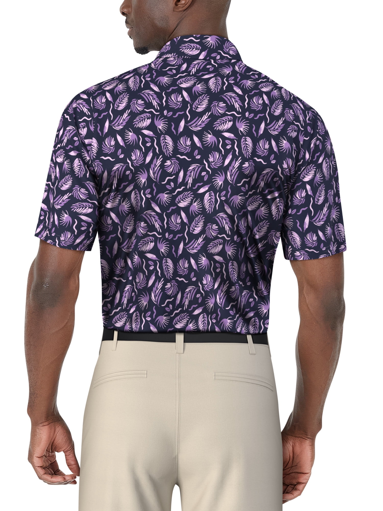 Ben Hogan Men's and Big Men’s Painted Foliage Print Short Sleeve Golf Polo Shirt, up to Size 5XL