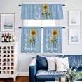 thumbnail image 2 of Light Blue Sunshine Sunflower Kitchen Curtains Sets for Windows 36 Inch Length, Pastoral Bees Farmhouse Floral Rod Pocket Window Treatments Tier Curtains and Valances Set for Bedroom/Bathroom, 2 of 8