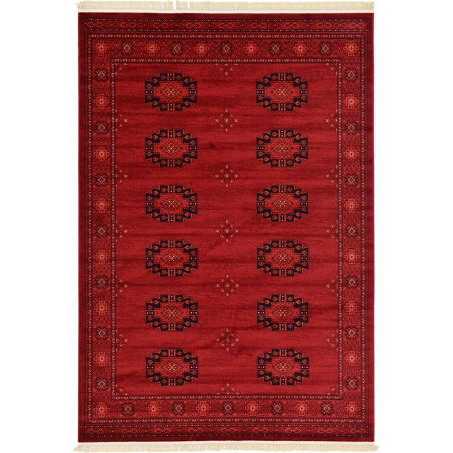 Unique Loom Tekke Over-Dyed Torkaman Area Rug 7' x 10' Rectangle Red/Black