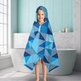 thumbnail image 6 of Blue Geometric Pattern Hooded Bath Towel，50"x30" for Ages 3 To 12 Kids, Quick Dry Lightweight Soft Microfiber Hood Beach Towel Cover Up for Kids, 6 of 7