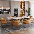thumbnail image 2 of Kitchen Side Chairs for Dining Room Faux Leather Living Room Chairs Desk Chair Vanity Chair for Adult, Upholstered Armchair with Gold Frame,Wrap-around Backrest, 2 of 7