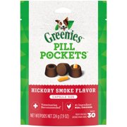 GREENIES PILL POCKETS for Dogs Capsule Size Natural Soft Dog Treats, Hickory Smoke Flavor, 7.9 oz. Pack (30 Treats)
