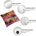 thumbnail image 6 of Tropical Throw Pillow Cushion Cover, Dark Silhouettes of Palm Trees Leaves on Striped Back Art Aloha Vibes, Decorative Square Accent Pillow Case, Pale Fuchsia Marigold, 6 of 7