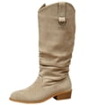 thumbnail image 3 of XUNKUSGA Women's Slouchy Suede Knee High Boots Fashion Vintage Solid Color Tall Boots Classic Round Toe Low Heel Slip On Women's Extra Wide Boots,5.5, 3 of 9