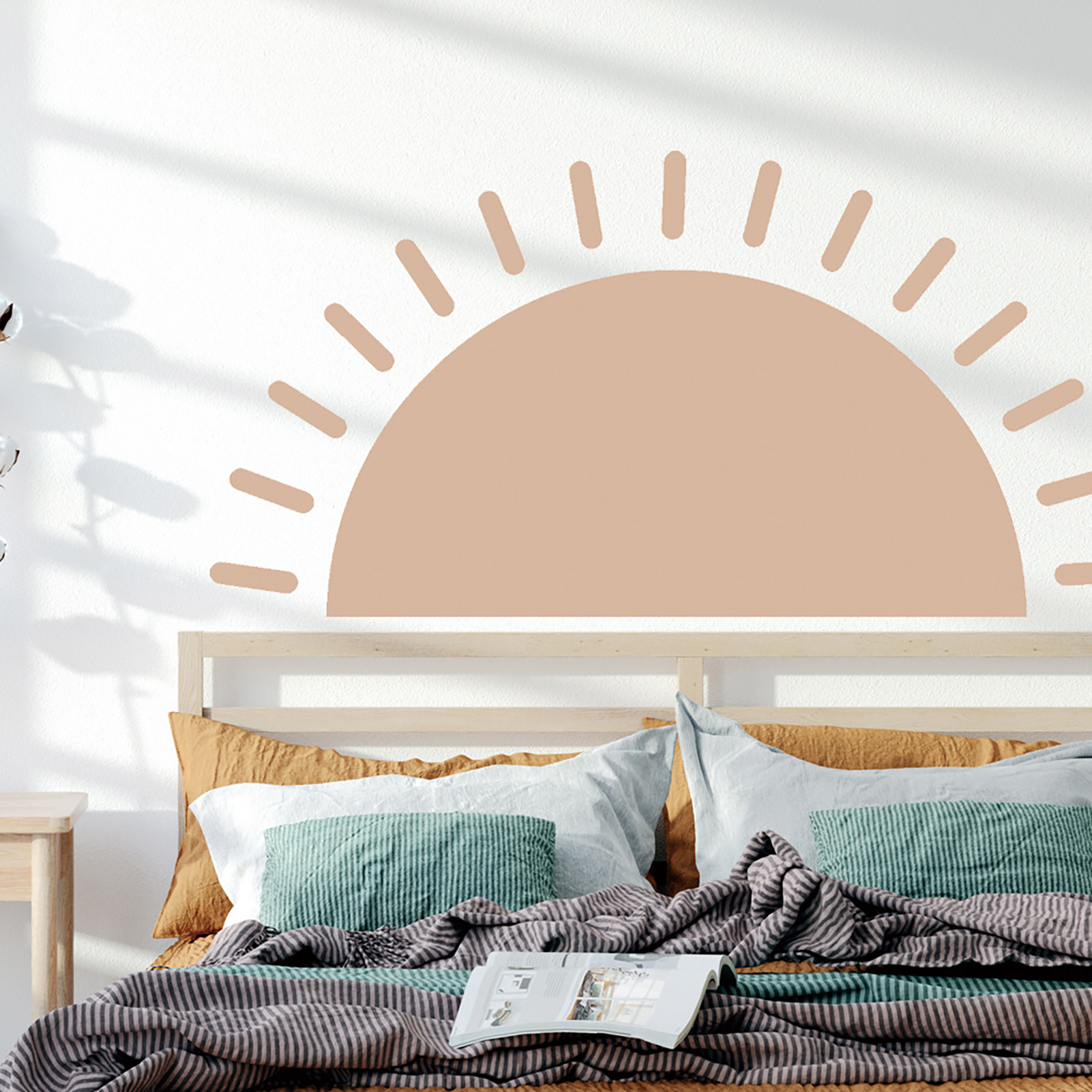 Visland Largr Half Sun Wall Decal with Small Sun Vinyl Wall Stickers
