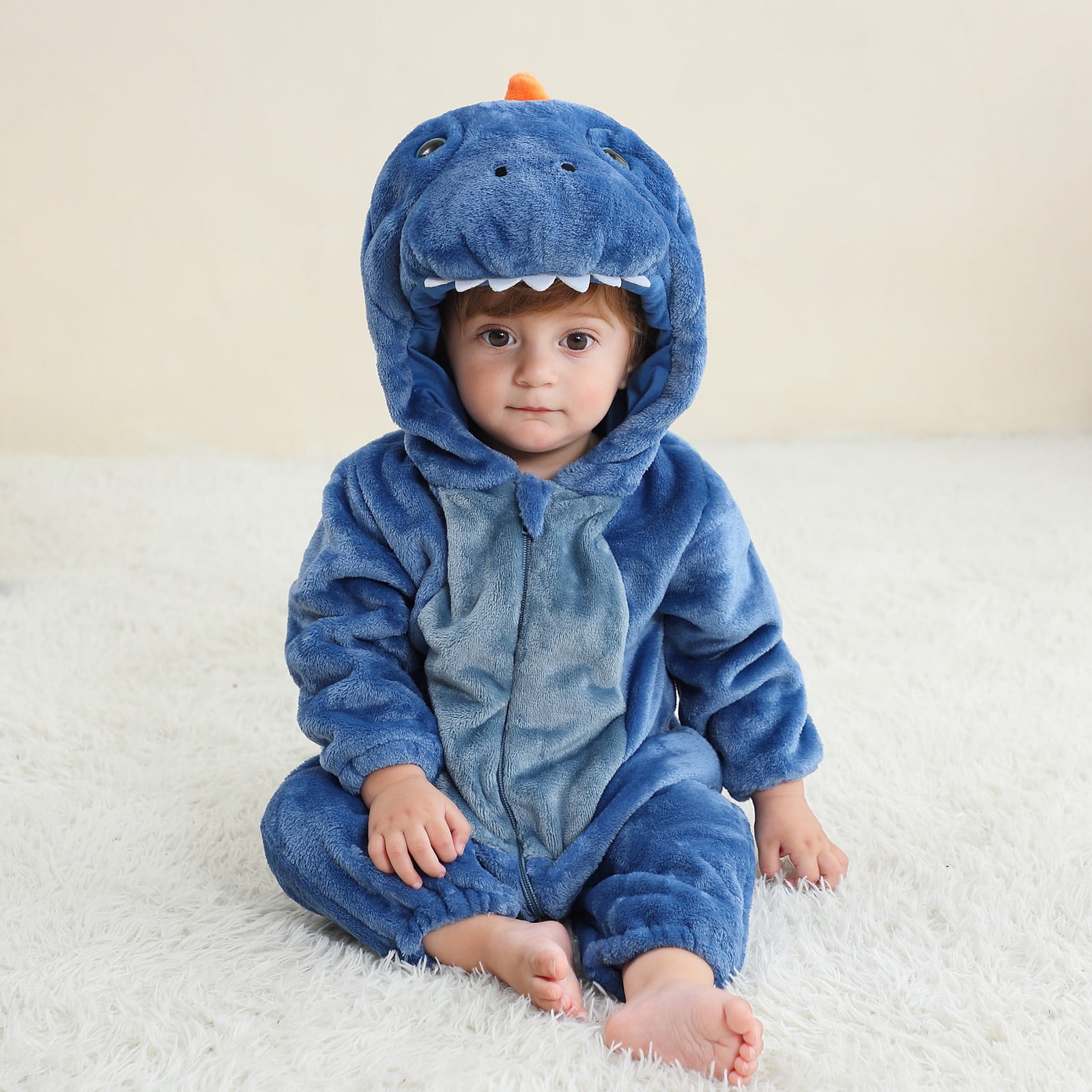 FFENYAN Adorable Dinosaur-Themed Baby Onesie Soft Flannel Long Sleeve Bodysuit for Infants and Toddlers Perfect for Everyday Wear and Special Occasions for 3 Months-3 Years