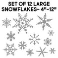 thumbnail image 5 of Large Snowflakes set of 12 Wall Decals Christmas and Holiday Decor Self Adhesive Window and Wall Stickers - Size: Range from 4"-12" - Color: Metallic SIlver, 5 of 5