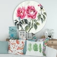 thumbnail image 2 of Designart 'Ancient Purple Peonies Branch' Traditional Circle Metal Wall Art 36x36 - Disc of 36, 2 of 5