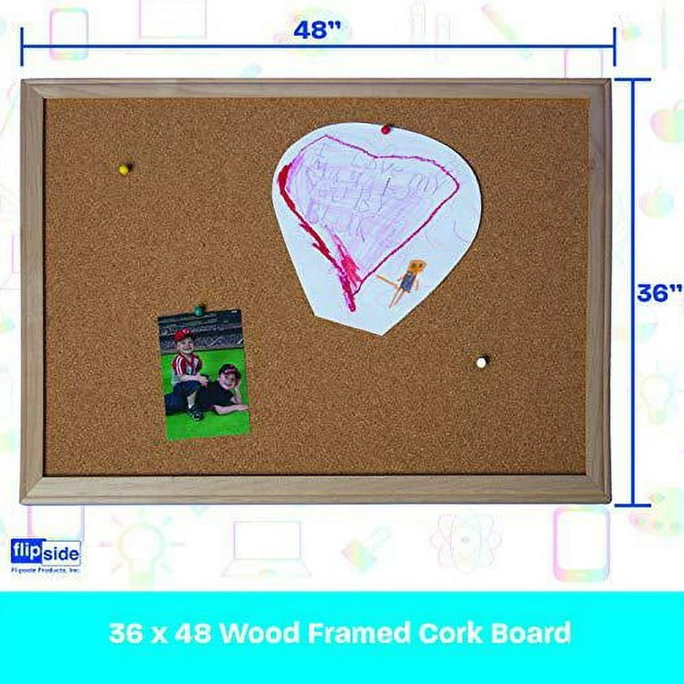 48 x 36 Wood Open Faced Corkboard With Cork Backing Board & Walnut Wood  Stain Frame