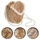 thumbnail image 3 of 1pc Pearl Strap Strap Cross Body Bag Bolsa de hombro de paja redonda (caqui), 3 of 5