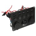thumbnail image 2 of MasteelfCA 1Pc 5-button Panel with Safety and Voltmeter and Double USB Cigarette Socket for Automobile(Blue), 2 of 7