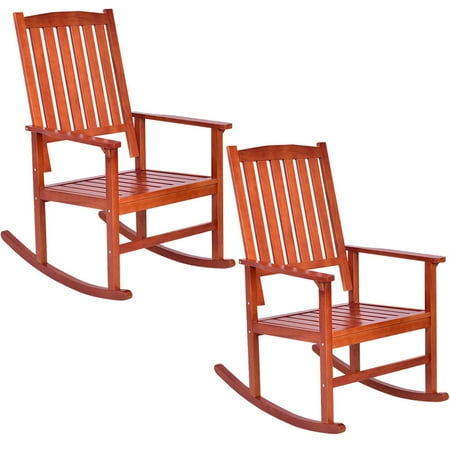 Costway Set of 2 Wood Rocking Chair Porch Rocker Indoor Outdoor Patio Deck Furniture