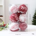 thumbnail image 3 of 2026 Christmas Home Party Decor 8CM Toile Print Fabric Wrapped Christmas Ornaments Balls 6PCS Vintage Chinoiserie Xmas Tree Hanging Decorations With Velvet Ribbon Celebration Party Supplies, 3 of 7