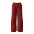 thumbnail image 6 of ClodeEU Women's Elastic Waist Straight Leg Pants,Casual Loose Trousers with Pockets Wine,Women's Plus L, 6 of 6
