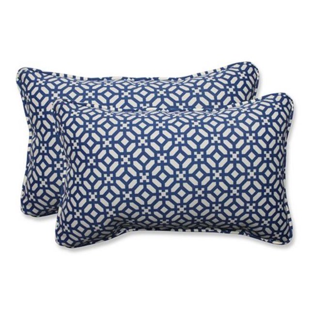 Pillow Perfect 594316 Intérieur-Extérieur dans le Cadre Saphir Coussin à Jeter Rectangulaire&44; Bleu - Lot de 2