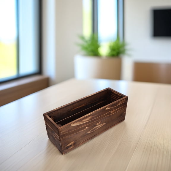 HONMEET Rectangular Wood Planter Box in Brown Carbonized Finish for Indoor and Outdoor Gardening, 1 Piece Garden Planter