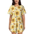 thumbnail image 1 of Fotbe Watercolor With Sunflowers Conjunto de Pijama Estampado para Mujer, 2 Piezas, Ropa de Dormir con Camiseta de Manga Corta y Shorts Suaves-Medium, 1 of 6