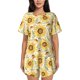thumbnail image 1 of Fotbe Watercolor With Sunflowers Conjunto de Pijama Estampado para Mujer, 2 Piezas, Ropa de Dormir con Camiseta de Manga Corta y Shorts Suaves-Large, 1 of 6