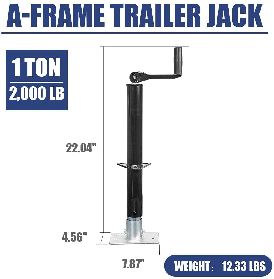 HPDAVV A- Frame Trailer Jack - 2000 lbs (1 Ton) Capacity - 14 Inches Vertical Travel for A-Frame Travel, Cargo and Utility Trailers