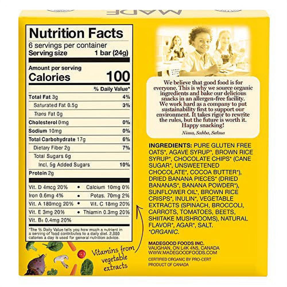 Madegood Chocolate Banana Granola Snack Bar, 6 Count, 6 per case