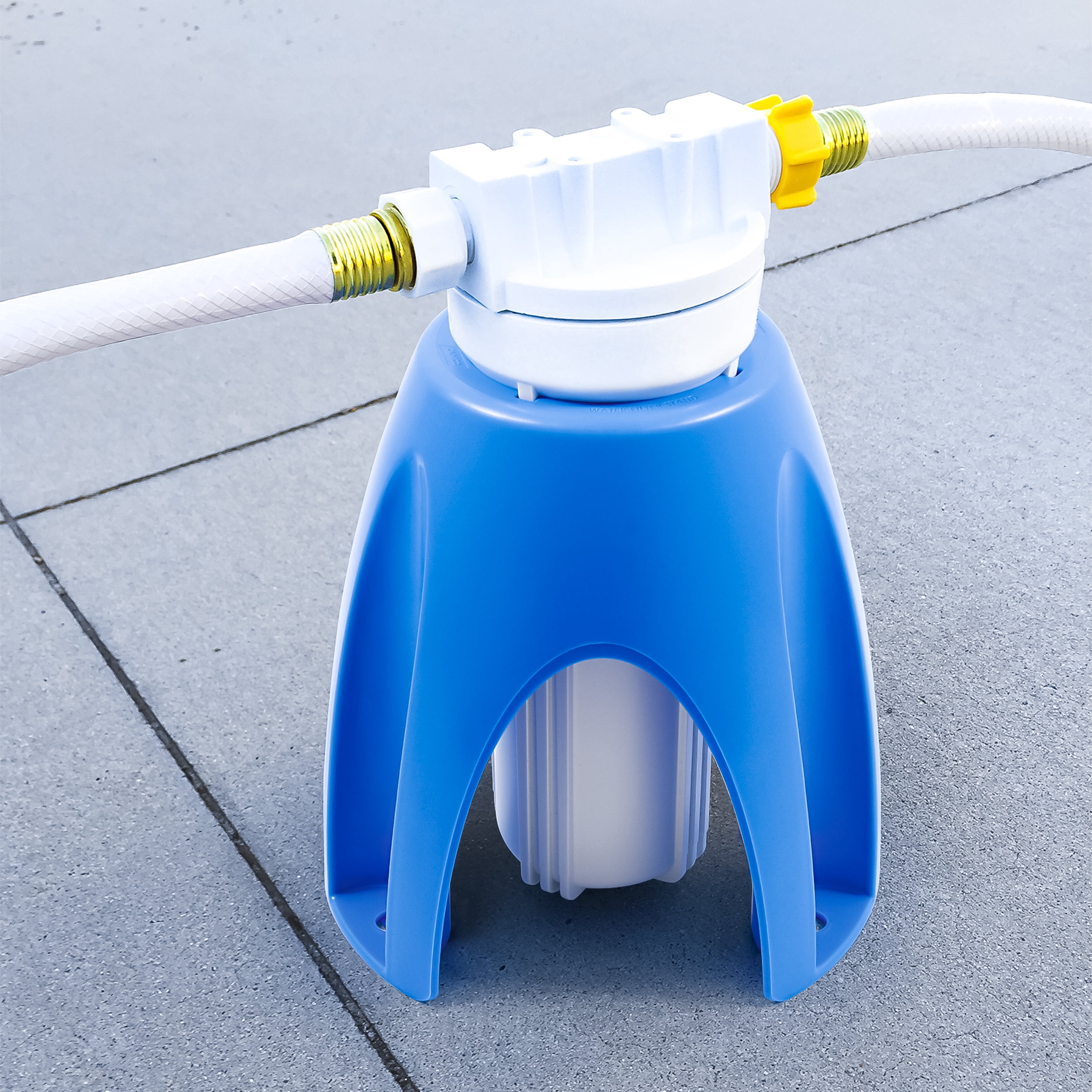 Camco Universal Outdoor Water Filter Stand for RV, Camper Accessories, Blue