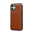 thumbnail image 4 of Designed for iPhone 16 Phone Case, Classic Lightweight PU Leather Back + TPU Frame, Shockproof Protective Anti-falling Ultra Slim Back Case for iPhone 16, Brown, 4 of 6
