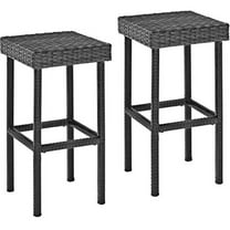 Outdoor Bar Height Stools - Modern Patio Seating Set of 2 - Grey