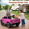 thumbnail image 6 of Ram Ride on Car Toys, 12V RAM 1500 Battery Powered Ride on Toy Truck with Remote Control, Electric Car for Kids Girls 3-5 w/ Bluetooth, Rear Storage Trunk, Safety Belt, 4 Wheelers, Pink, 6 of 9