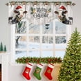 thumbnail image 3 of Merry Christmas Tie Up Valances Curtain, Xmas Cow Bell Pine Leaf Star Grey Wood Grain Adjustable Rod Pocket Short Window Treatment Tie Up Curtains Valances for Kitchen Living Room Bathroom 60x18 In, 3 of 9