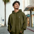 thumbnail image 4 of Dalix Astronaut Embroidery Washed Hoodie Sweatshirt Hoodie Fleece Relaxed Fit Lounge Mens in Olive 3XL XXX-Large, 4 of 5