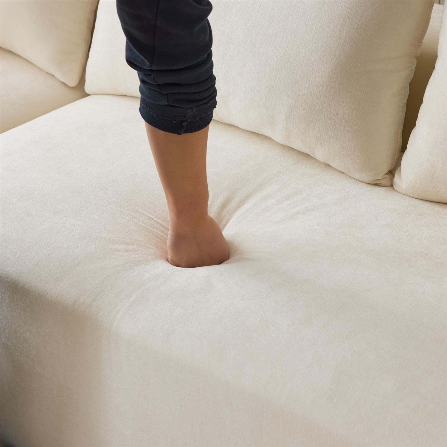 Demi Bonn 108"x68" Extra-Deep Modular Cloud Sofa - 4-Person Chenille Sleeper Couch for Living Room Furniture, No Assembly Needed, White