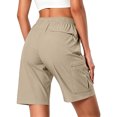 thumbnail image 4 of Women's Lightweight Hiking Cargo Shorts Quick Dry Athletic Shorts Camping Travel Golf Zipper Pockets Water Resistant Brown M, 4 of 6