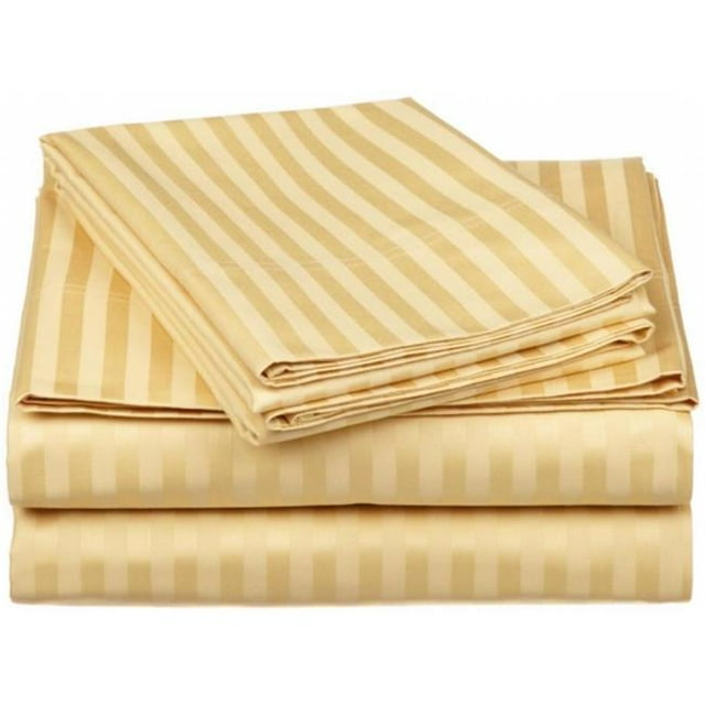 Egyptian Cotton 650 Thread Count Stripe Sheet Set Twin XL-Gold