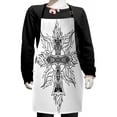 thumbnail image 1 of Celtic Kids Apron, Gothic Image in Celtic Style Flames of Fire Simplistic Traditional Timeless Pattern, Boys Girls Apron Bib with Adjustable Ties for Cooking Baking Painting, Black White, by Ambesonne, 1 of 2