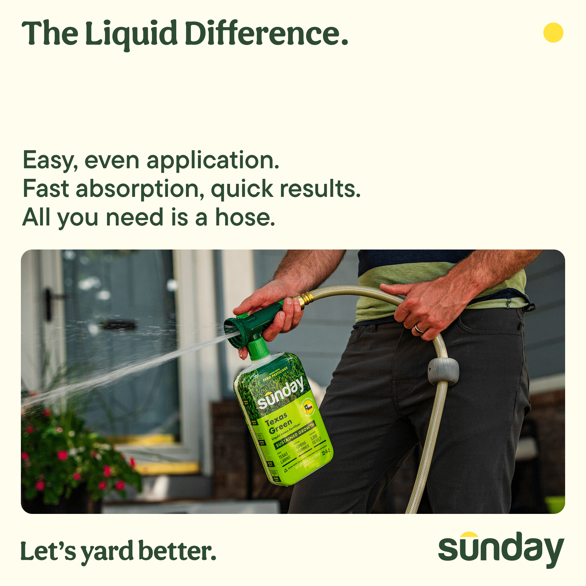 Sunday Texas Green Ready-to-Spray Lawn Fertilizer, 42.3 oz, (22-0-2), 5000-Sq ft