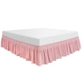 thumbnail image 1 of Wrap Around Bed Skirt, 110gsm Microfiber Elastic Dust Ruffles Bedskirts,Three Fabric Sides Fade & Wrinkle ,No Lift Mattress with 16 Inch Tailored Drop - Pink Queen Unique Bargains Falda De Cama, 1 of 6