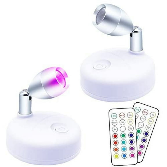 Wireless LED Spotlight Indoor, Battery Operated Accent Lights with Remote Dimmable Little Art Lights with Rotatable Head Timer for Painting Statue
