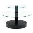 thumbnail image 3 of Modern Double Layer Round Glass Cofee Table for Small Space Home Office,35.4 Inch Black, 3 of 7