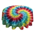 thumbnail image 4 of Colorful Tie Dye Pattern Round Tablecloth 60"x60",Wrinkle Wipeable Table Cloth for Kitchen Dining Room Picnic Patio Party, 4 of 6
