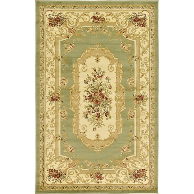 Unique Loom Versailles Medallion Motif Rug 5' x 8' Rectangle Green/Ivory