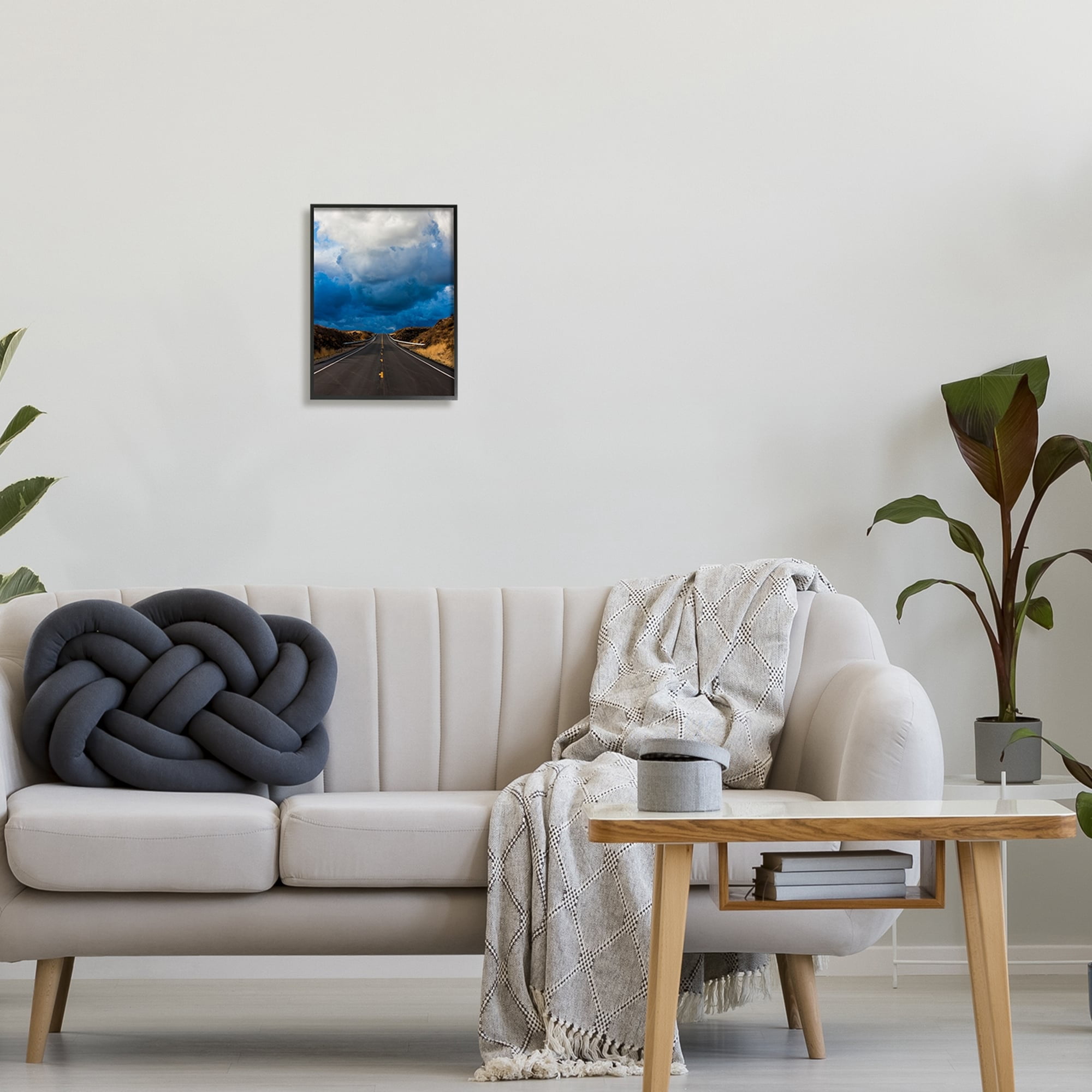 Stupell Industries Highway Road Low Hanging Clouds Rural Countryside Photograph Black Framed Art Print Wall Art, Design by Steve Smith