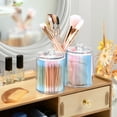 thumbnail image 3 of Yayeee 2 Pack Qtip Holder Bathroom Cotton Swab Canister with Lid Clear Dispenser Set, Light Blue Stripes, 3 of 6