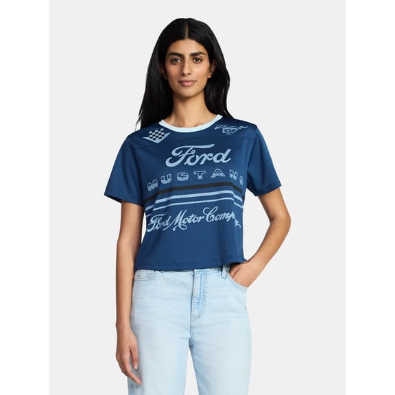 Ford Mustang Women's Graphic Jersey with Short Sleeves, Sizes XXS-XXL