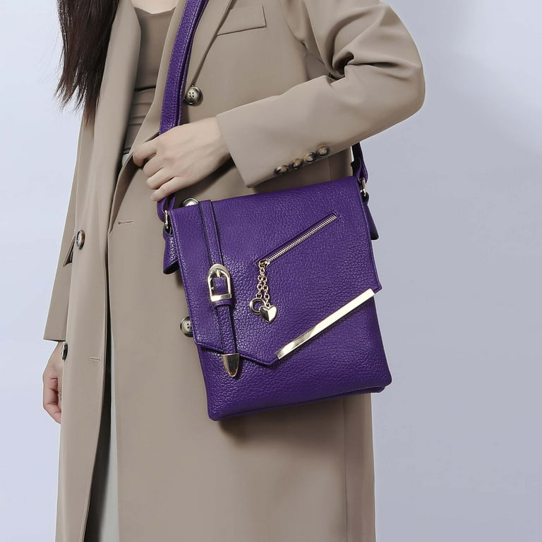 Color 2024 Purple Vegan Leather Tote Fashion Crossbody Large Shoulder Bags