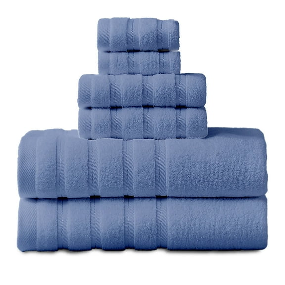 Hitime Bath Towel Sets of 6 Pieces, 2 Bath Towels 2 Hand Towels 2 Washcloths, 100% Cotton Highly Absorbent Towels for Bathroom, Gym, Hotel