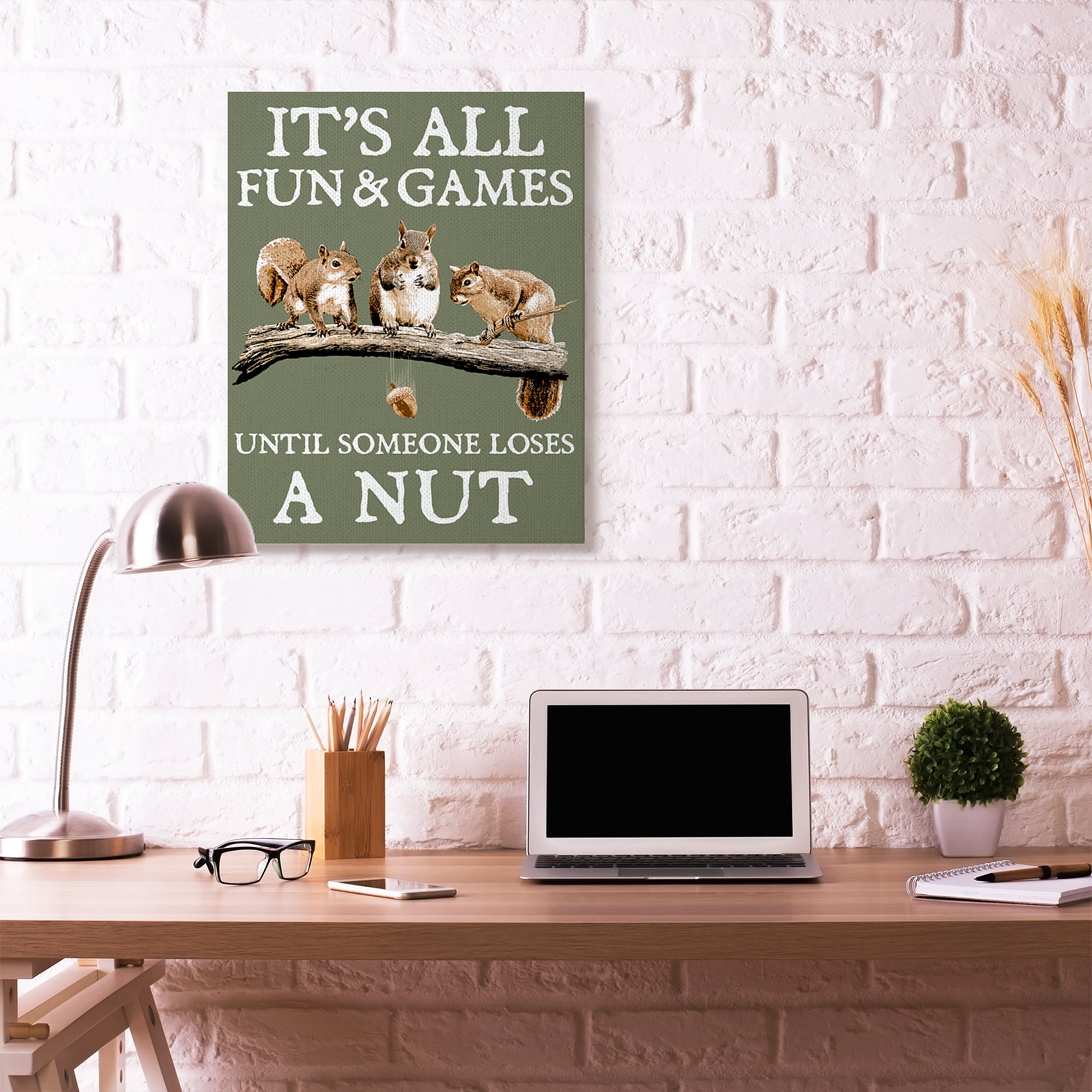Stupell Home Décor Loses a Nut Funny Squirrel Animal Word Design Canvas Wall Art by Retrorocket