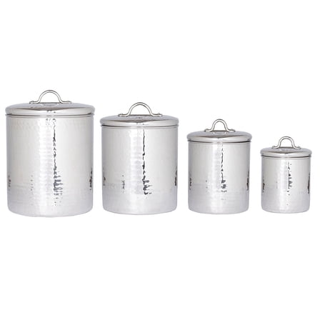 Old Dutch 4 Piece Hammered Canister Set, Stainless Steel