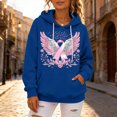 thumbnail image 4 of JULMCOMO in October We Wear Pink Sweatshirt for Women Angel Wings Print Breast Cancer Awareness Loose Casual Hoodie Long Sleeve Comfy Pullover Outfits Dark Blue S, 4 of 4