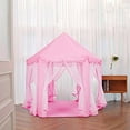 thumbnail image 5 of CuteKing Princess Castle Kids Play Tent Children Large Playhouse with LED Small Star Lights Pink, 5 of 5